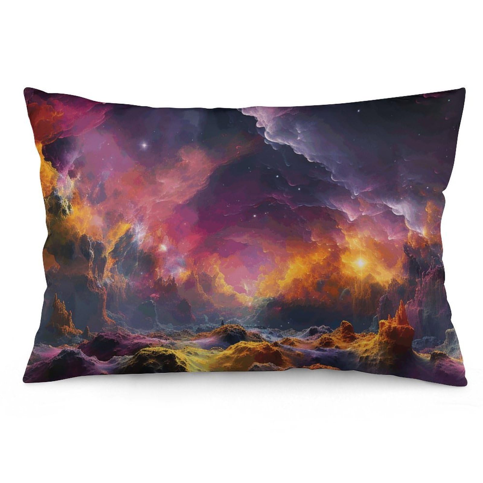 2 Pack Pillow Cases for Hair and Skin, Soft Breathable Pillow Case Covers with Hidden Zipper, Colorful Outer Space Pillowcase 20"x30" Pillow Covers for Sleeping Gift