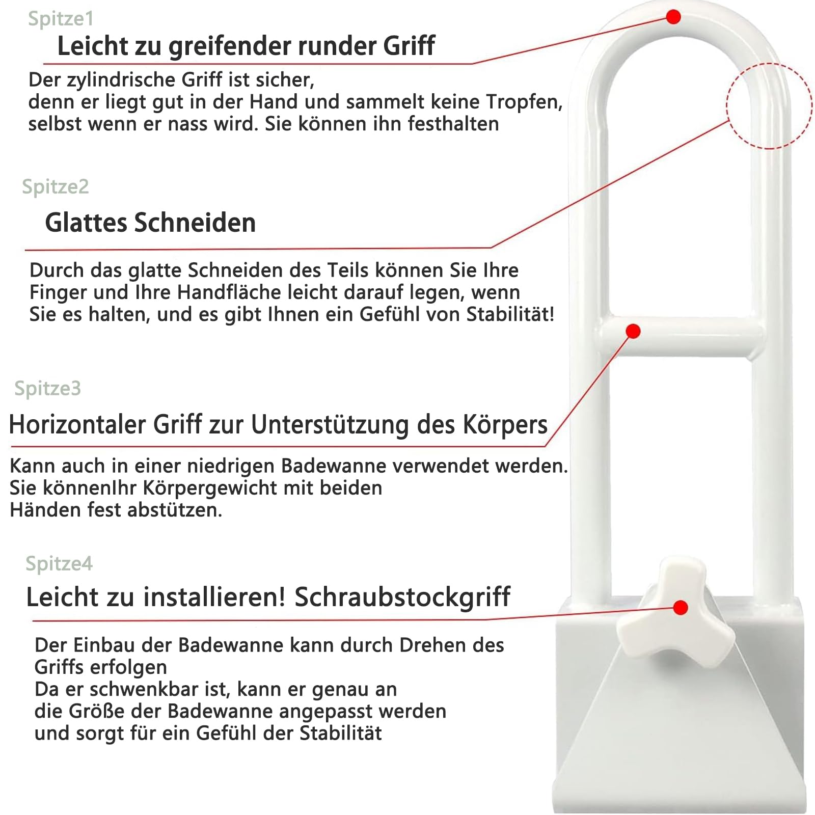 IBVIVIC Badewannen-Einstiegshilfe für senioren Höhenverstellbar Badewannenrand-Handlauf 45 x 20.5 x 16 cm Geeignet für ältere Menschen, Kinder und Menschen mit eingeschränkter Mobilität