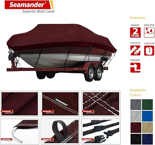 Miniatura 2 de Cubierta Seamander para lancha, resistente e impermeable para casco en V, de tres cascos, para pesca, esquí, estilo profesional para poca