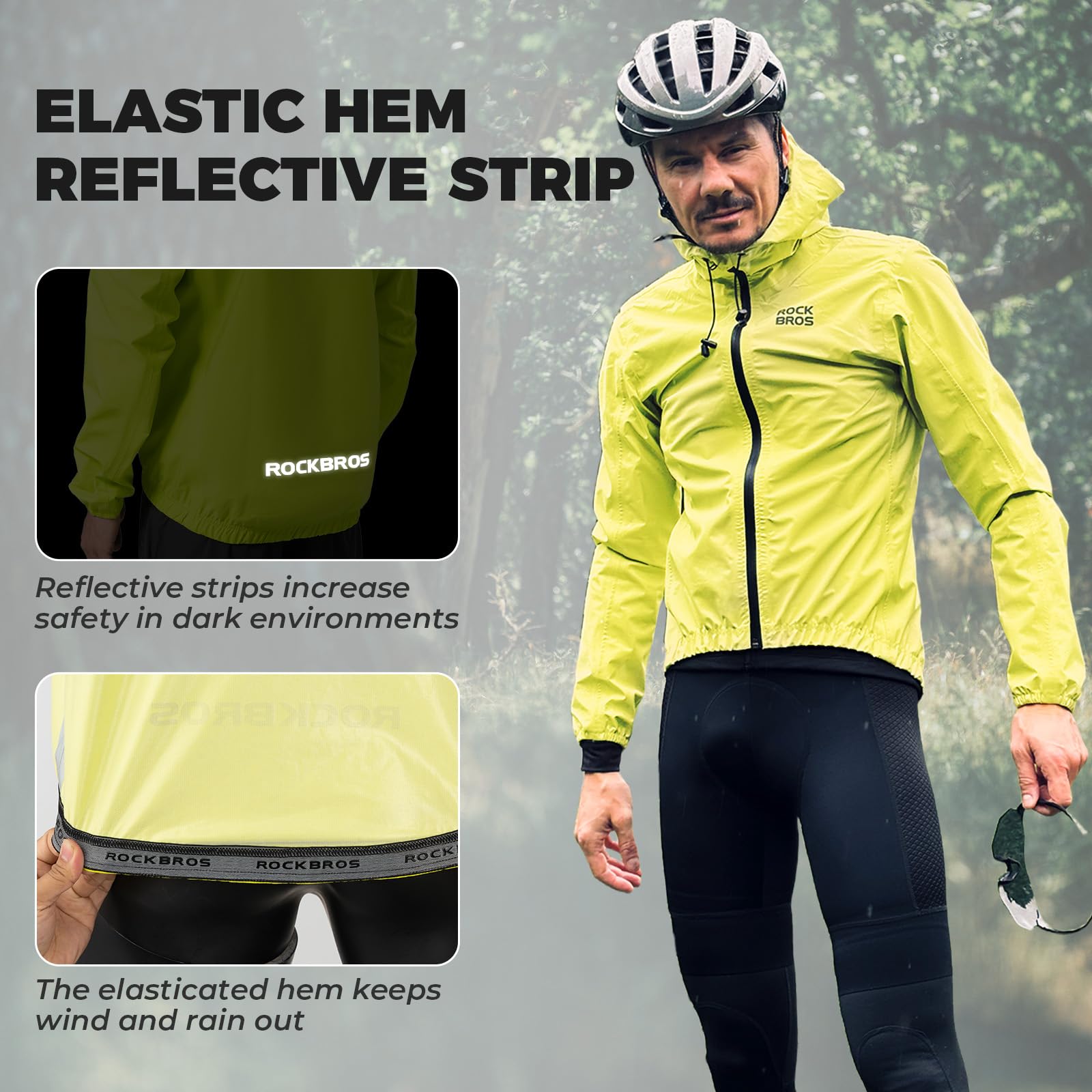 ROCKBROS Regenjacke Wasserdicht Herren Damen Leichter Fahrrad Regenmantel Atmungsaktive Windjacke für Radfahren Wandern Angeln Outdoor
