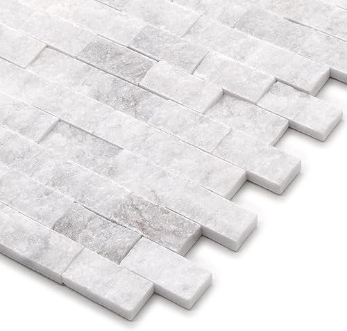 Miniatura 2 de SUNWINGS Azulejos autoadhesivos de piedra natural 3D de mosaico para despegar y pegar, 12 x 11 pulgadas, 5 hojas adhesivas en muro para cocina,