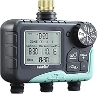 RainPoint 3-Zone Sprinkler Timer with Brass Inlet - IP65 Waterproof Hose Timer for Garden, Yard & Lawn Auto Watering Schedules