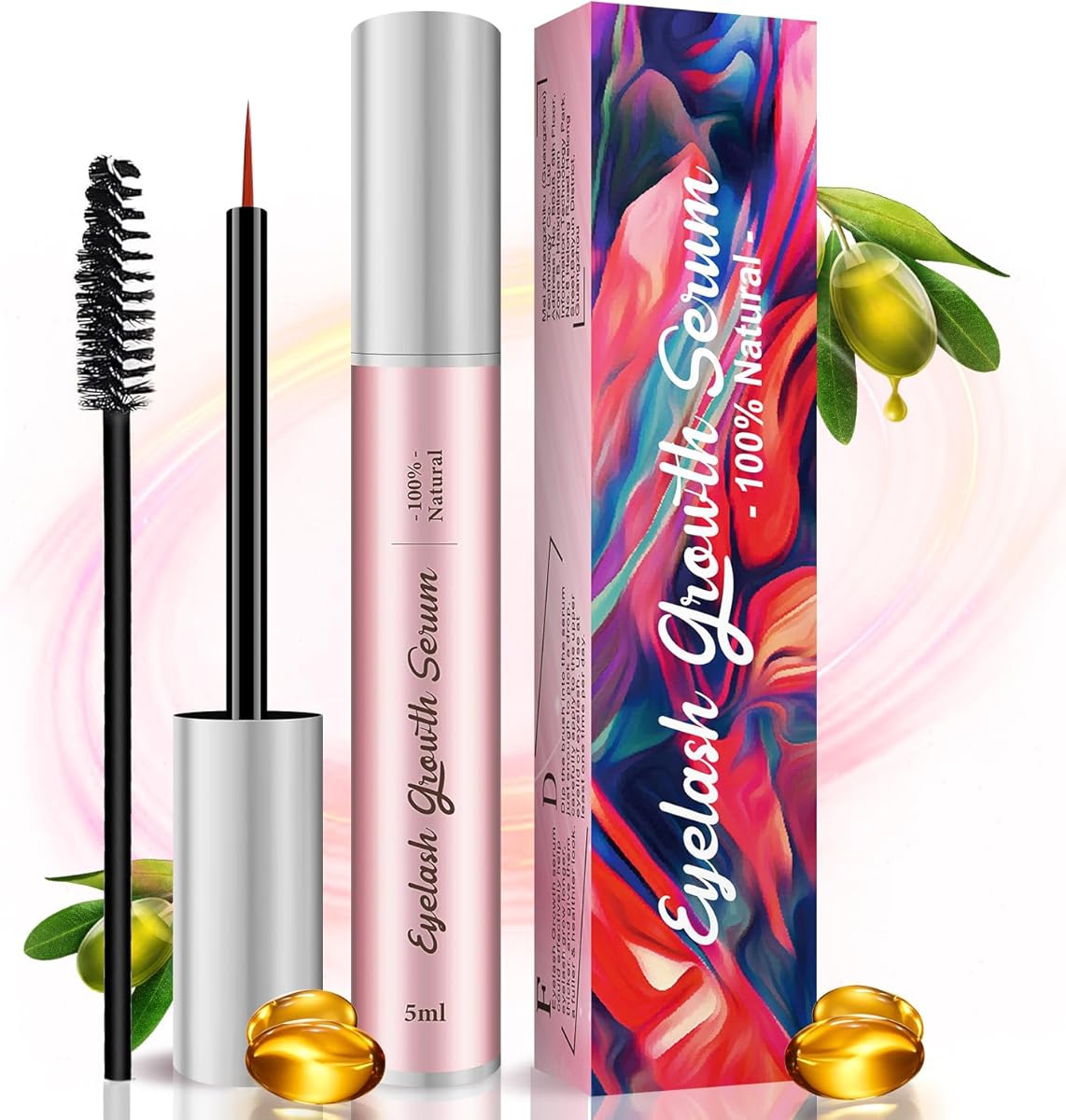 Eyelash Growth Serum: Lash Enhancing Serum with Advanced Formula to Boost Longer Fuller and Thicker Looking Lashes to Growth Stronger, Cruelty-Free Irritation Free 5ML