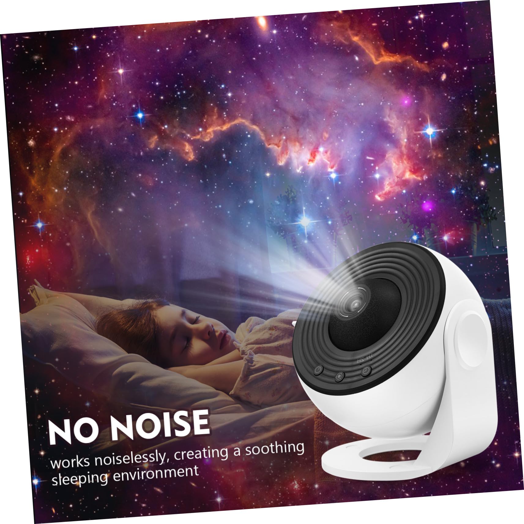 Housoutil Proyector de Estrellas de Nebulosa 1 Set Abs PC con Luz Nocturna | Rotación 360°, Silencio bajo 30 Db, 12 Discos y Cable Usb, Blanco