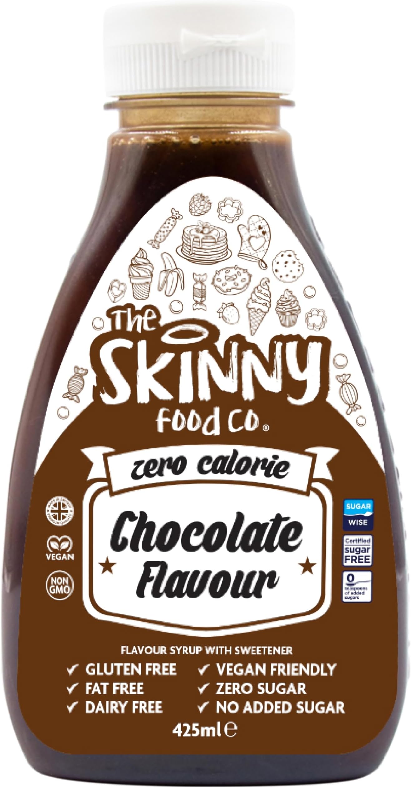Skinny Food Co Sugar Free Chocolate Syrup 425ml - Zero Calorie Syrup For Breakfast, Pancake, Snacks, Drinks & Desserts - Vegan, Gluten-free, Keto & Paleo Friendly Skinny Syrups