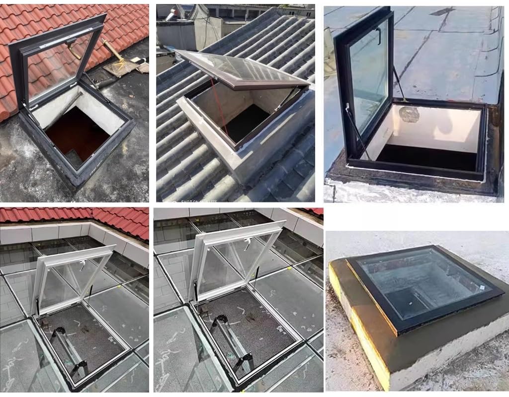 claraboya Ventana de techo universal para ático/sótano, Tapa del Skylight de aluminio personalizable con accesorios, Pequeña escotilla de techo para el exterior(70x55cm/27.6x21.7inch)