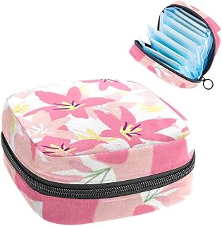 Bolsa de almacenamiento de servilletas sanitarias, bolsa de copa menstrual, bolsa de tampón, organizador de almohadillas de período para mujeres y niñas, margarita rosa