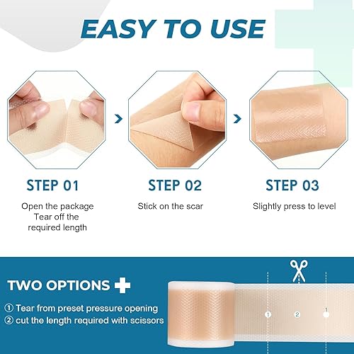 Miniatura 7 de Hojas de silicona para cicatrices, cinta de silicona para cicatrices (rollo de 1.6 x 60 pulgadas, 4.9 ft), tiras de cicatrices de silicona, hojas