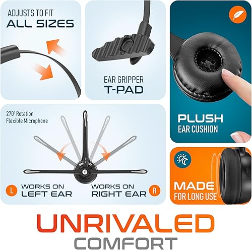 Miniatura 7 de Delton 10 auriculares Bluetooth para computadora, auriculares inalámbricos sobre la cabeza con micrófono de cancelación de ruido, dongle USB para