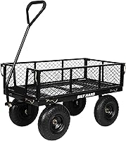 Vista 9 de BILT HARD Carro de jardín resistente con neumáticos planos de 10 pulgadas con mango giratorio de 180° y lados extraíbles, 4 pies cúbicos