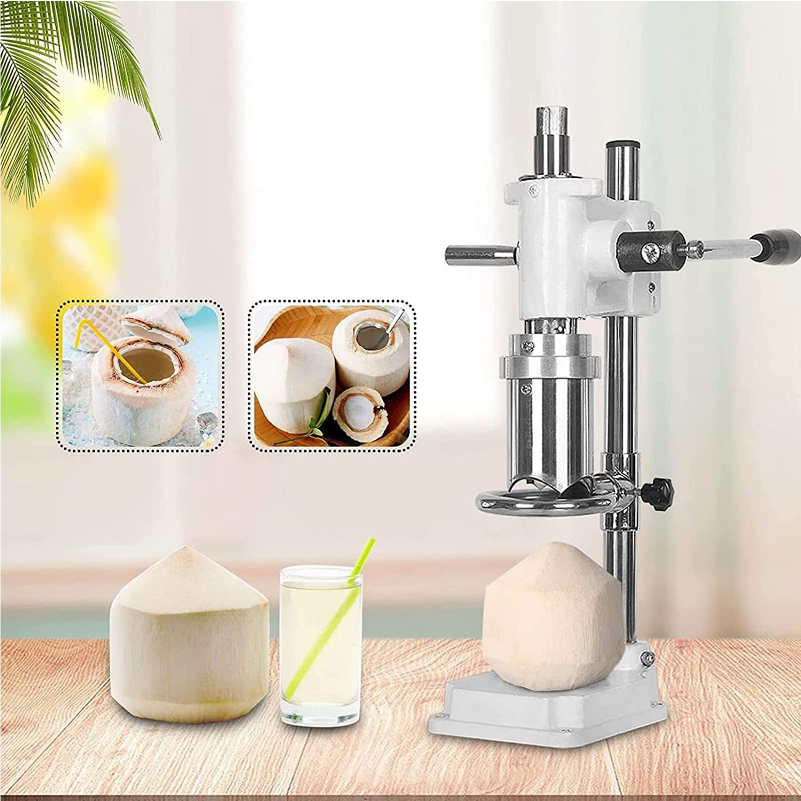 Abridor de coco vertical – Herramienta manual de acero inoxidable para tiendas y mercados de frutas – Abre cocos sin esfuerzo con, herramienta de perforación de agujeros de Fruit Shop