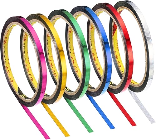 PATIKIL Cinta prisma de 0.2 pulgadas x 32.8 yardas, paquete de 6 unidades holográficas metalizadas reflectantes autoadhesivas para manualidades,