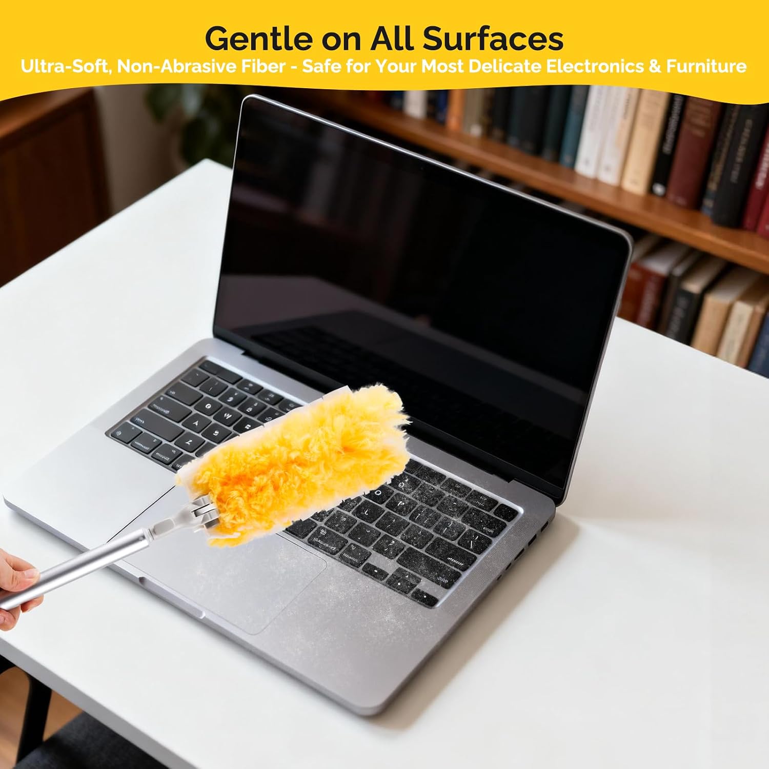 6 FT Extendable Duster Handle with 20 Pcs Refills, Heavy Duty Starter Kit Compatible with Swiffer, Disposable Microfiber Dusting Pads for Ceiling, Fan, Window & Hard to Reach Areas Cleaning
