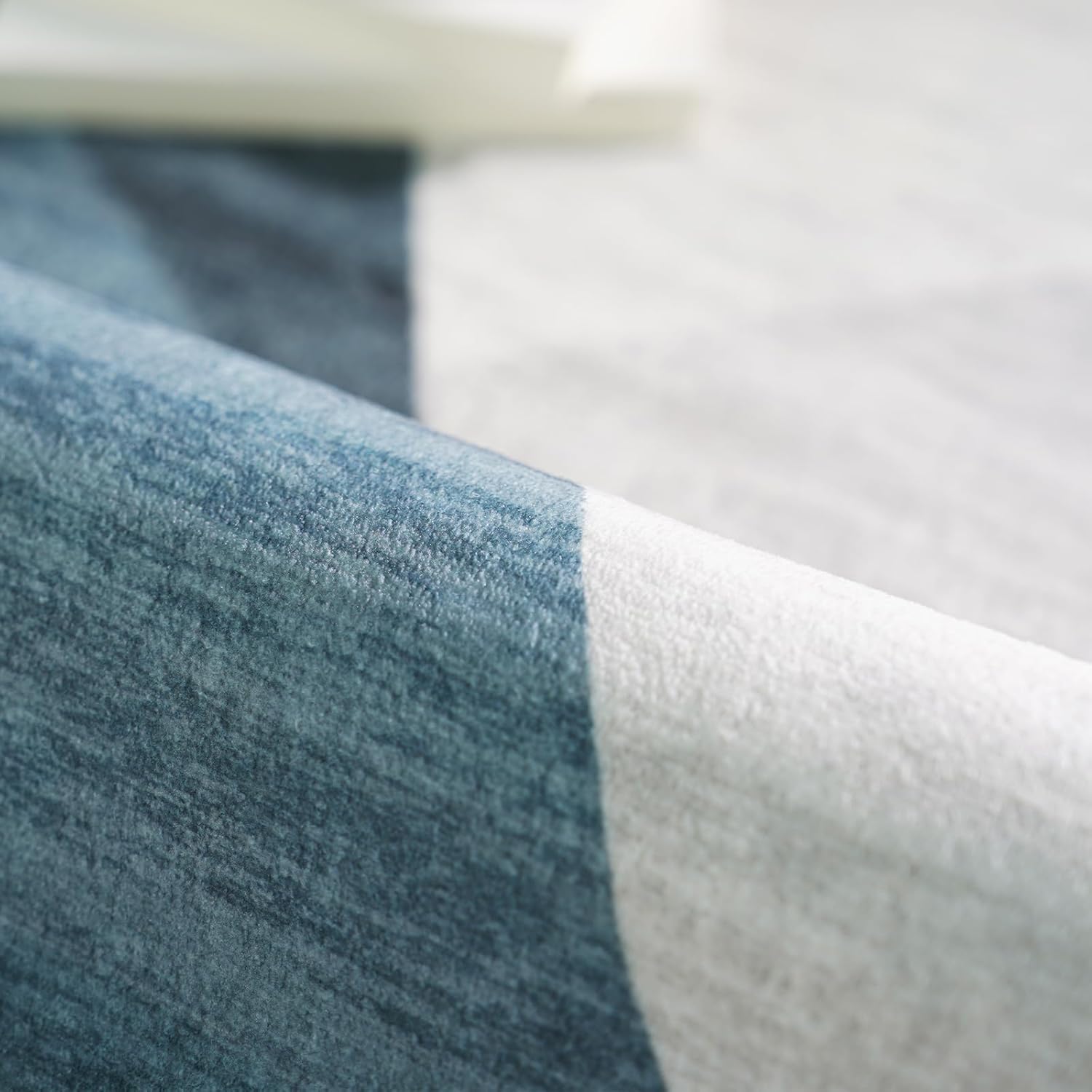 4x8 Washable Kitchen Runner Rug - Modern Wide Hallway Runners with Geometric Pattern Neutral Floor Non Slip Rug Soft Low-Pile Carpet for Living Room Bedroom Bathroom Indoor Home Decor Blue/Grey