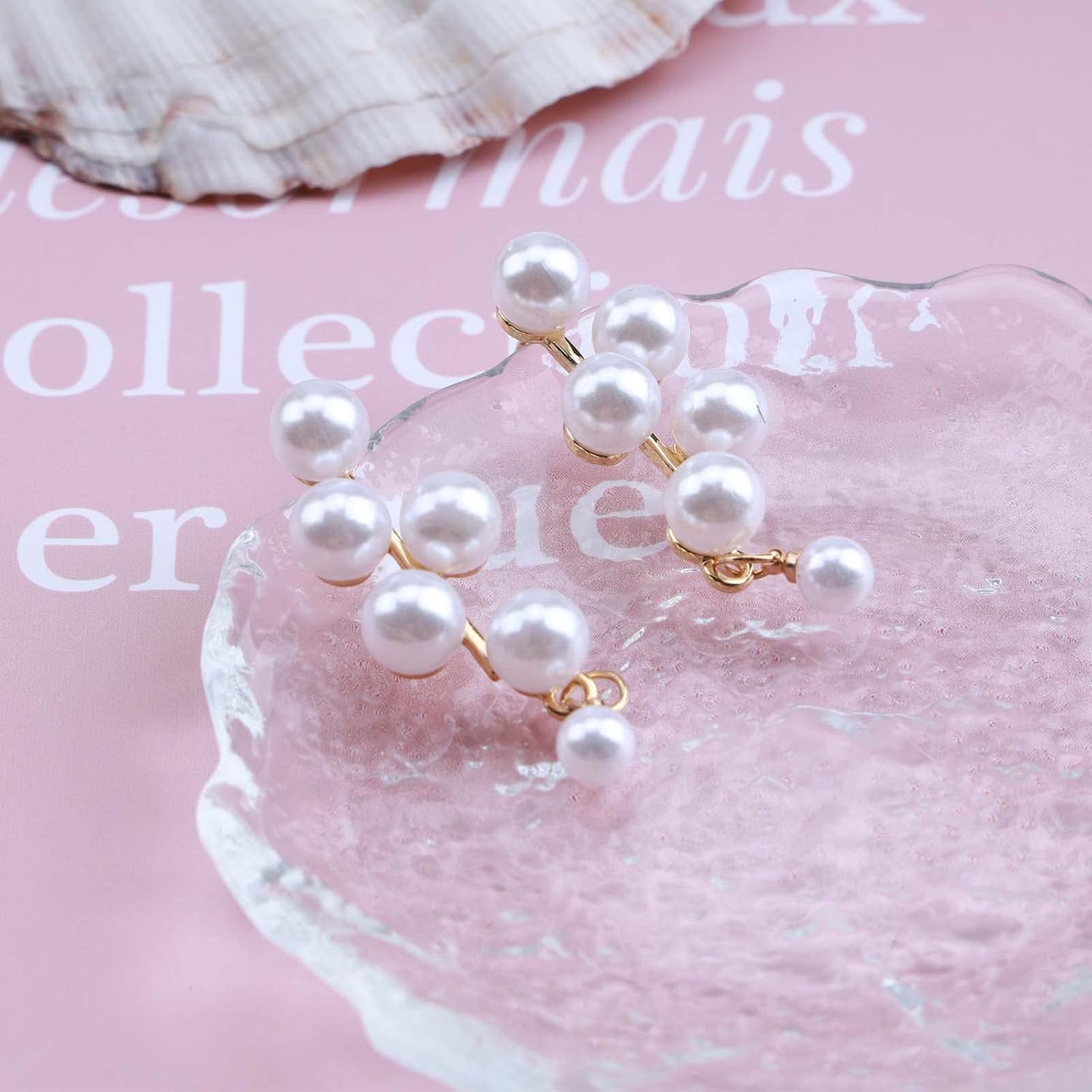 Boho Grape Pearl Earrings Pearl Tassel Stud Earrings Pearl Cluster Earrings Gold Pearl Earrings Jewelry for Women - Image 3