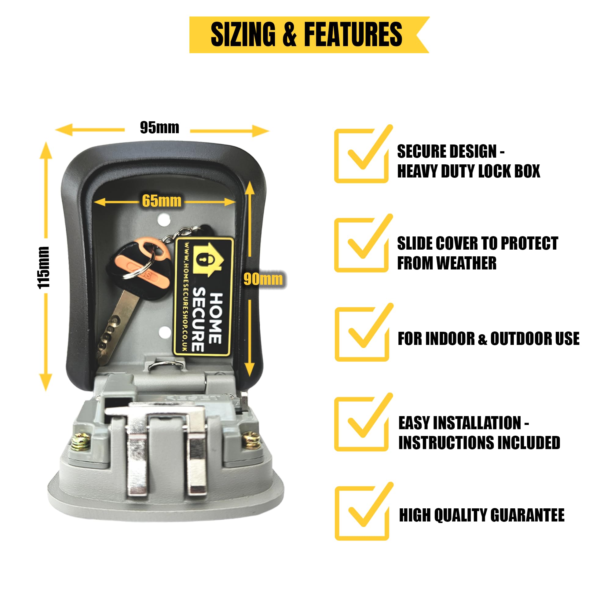 Key Safe Outdoor Wall Mounted, Weatherproof Combination Key Lock Box for Spare Keys - Image 2