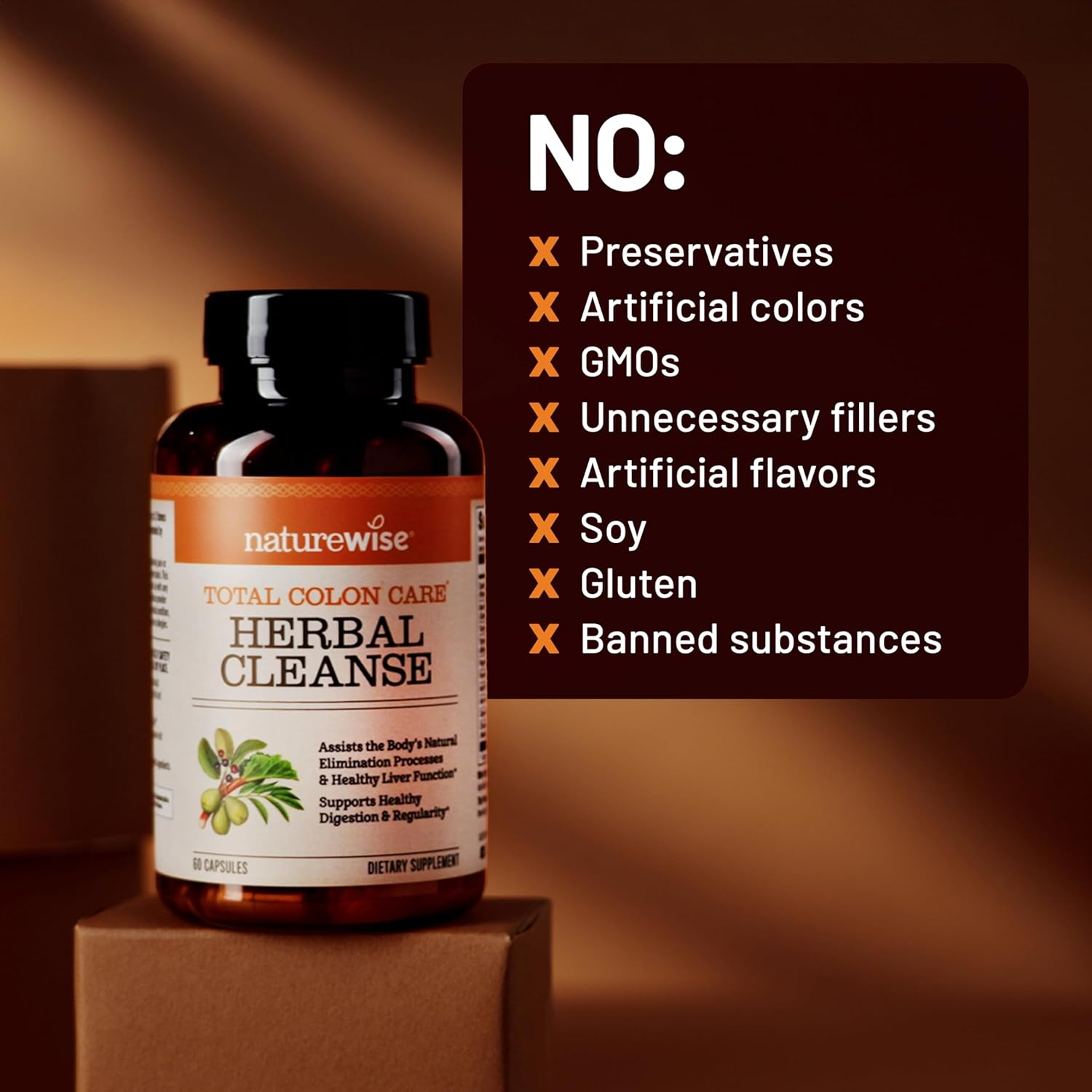 Naturewise Total Colon Care Herbal Cleanse - With Prebiotics, Botanicals, & Antioxidants - for Regular Bowel Movement, Digestion, Gut Health - Vegan, Gluten-Free, Non-GMO - 60 Capsules[2-Month Supply] - Image 8