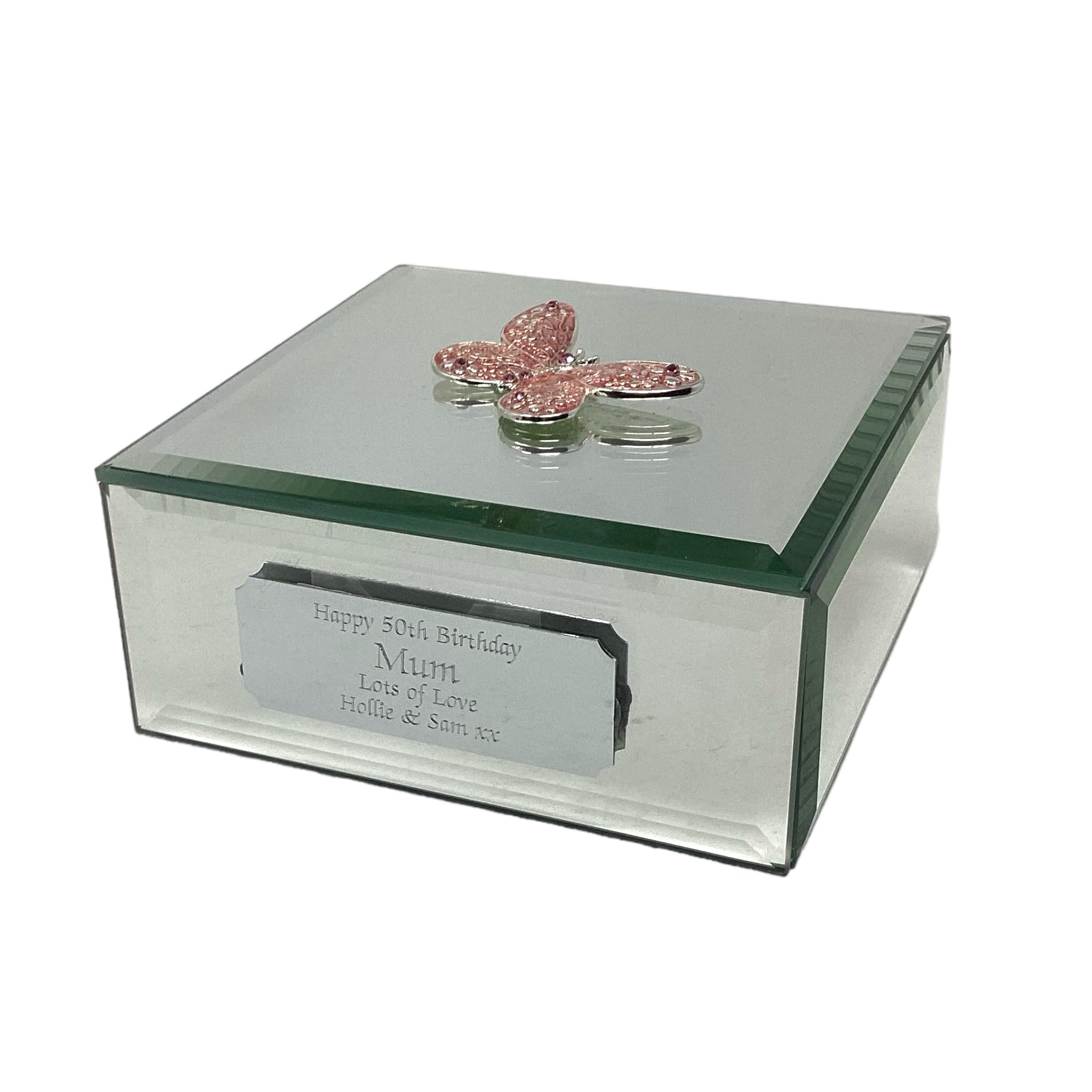 Rutherfords Gifts Personalised Butterfly Design Jewellery Trinket Box - Engraved With A Message Of Your Choosing