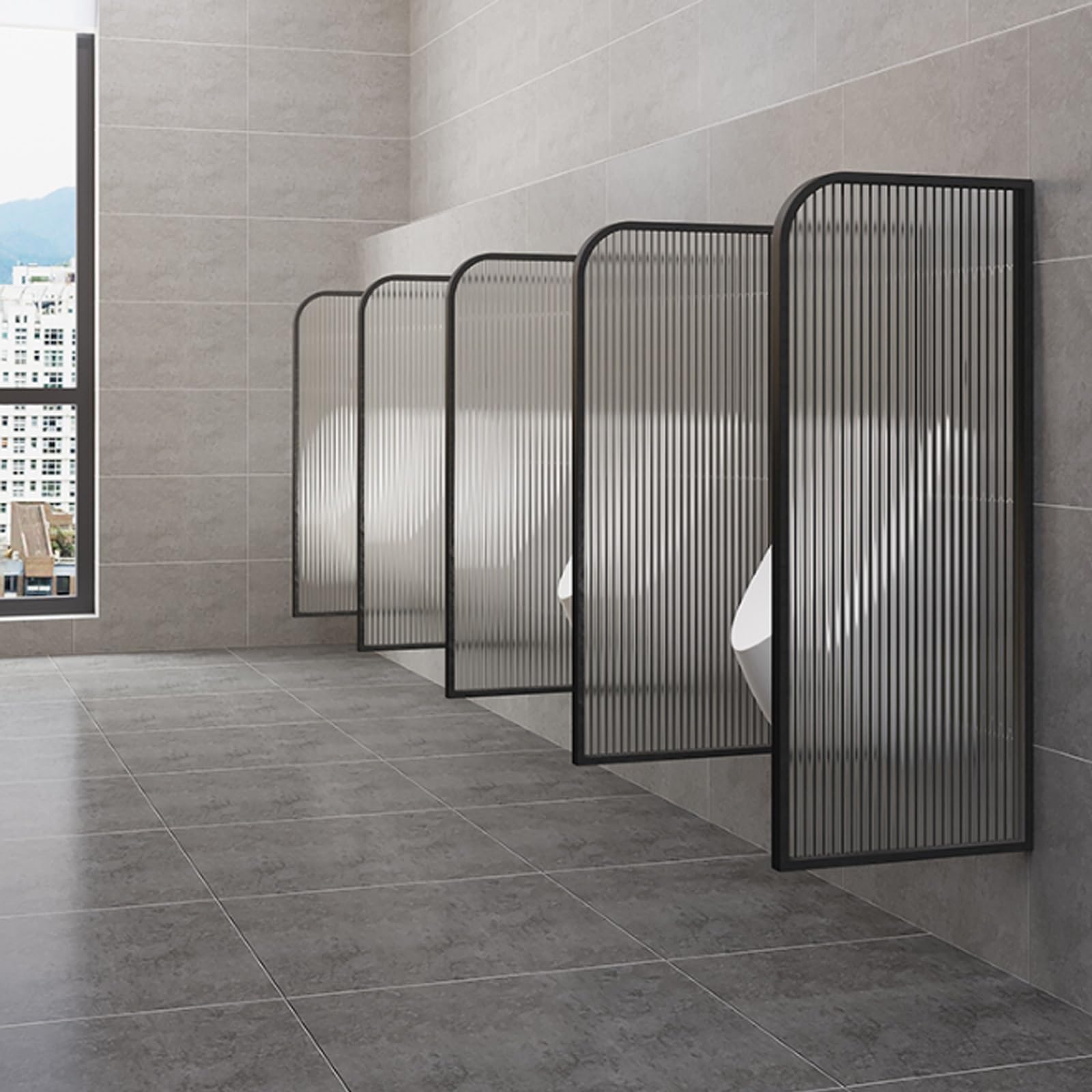 GJZQDKX Wall-Mounted Urinal Privacy Partition, Translucent Glass Panel for Public Restrooms, Ideal for Schools and Bars