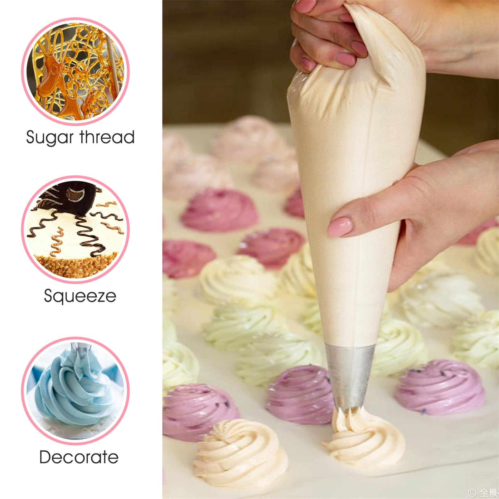 Spritzbeutel Einweg, 100 Stück Professionelle Backwerkzeuge Kuchendekorationswerkzeuge, Verdickt und Langlebig für Dekorieren Von Gebäck, Torten Geeignet, Keksen, Hausbacken (60CM)
