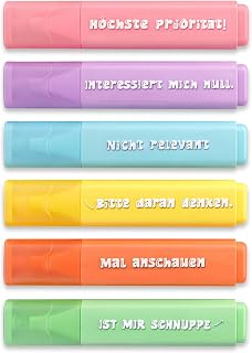 6x Funny Highlighter Pen - Colorful Markers Set with Sayings - Gift for Students Students Kids Teachers Colleagues Boss - Funny Highlighter Anti-Stress Pens (Multicolor-1)