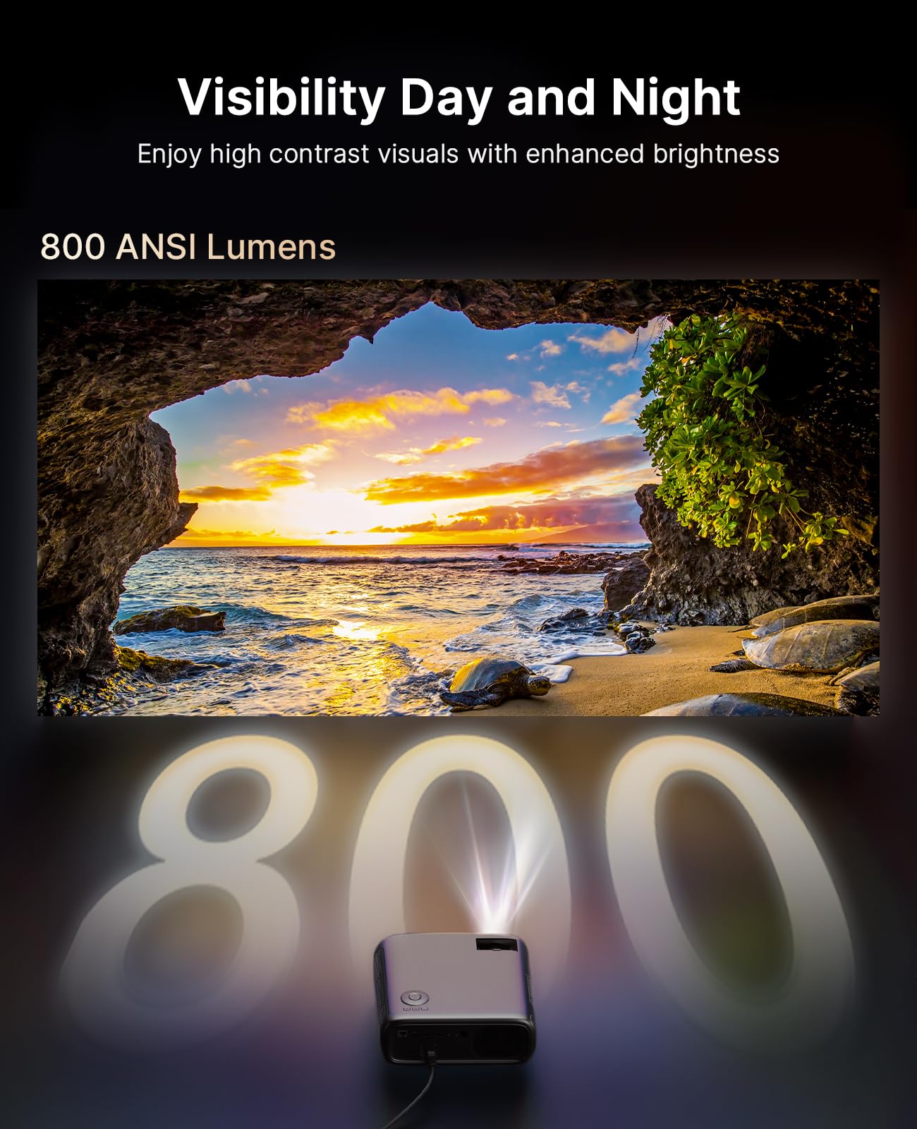 NexiGo PJ40 Pro projektor Google TV, natywny 1080p, obsługa 4K, wzmocnienie obrazu AI, 800 ANSI lumenów, inteligentny projektor z automatycznym keystone, głośniki 20 W, pilot zdalnego sterowania