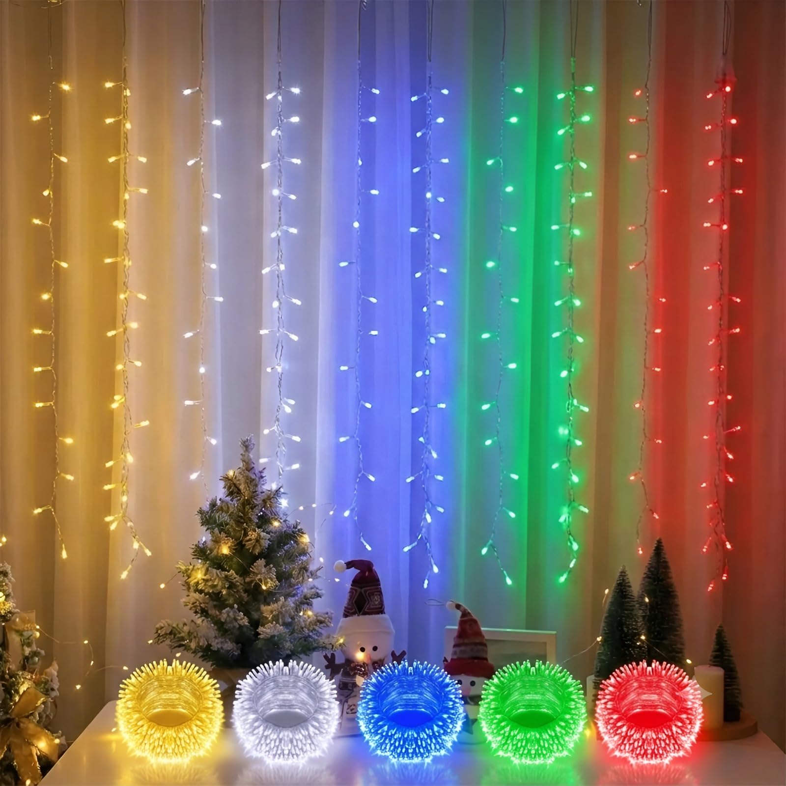 MPROW (Pack of 5 Decorative LED String Lights | 11 Meter 40 LED Serial Fairy Lights | Warm White, White, Blue, Green & Pink (1 Piece Each) | for Diwali, Christmas, Wedding & Home Décor-image-49
