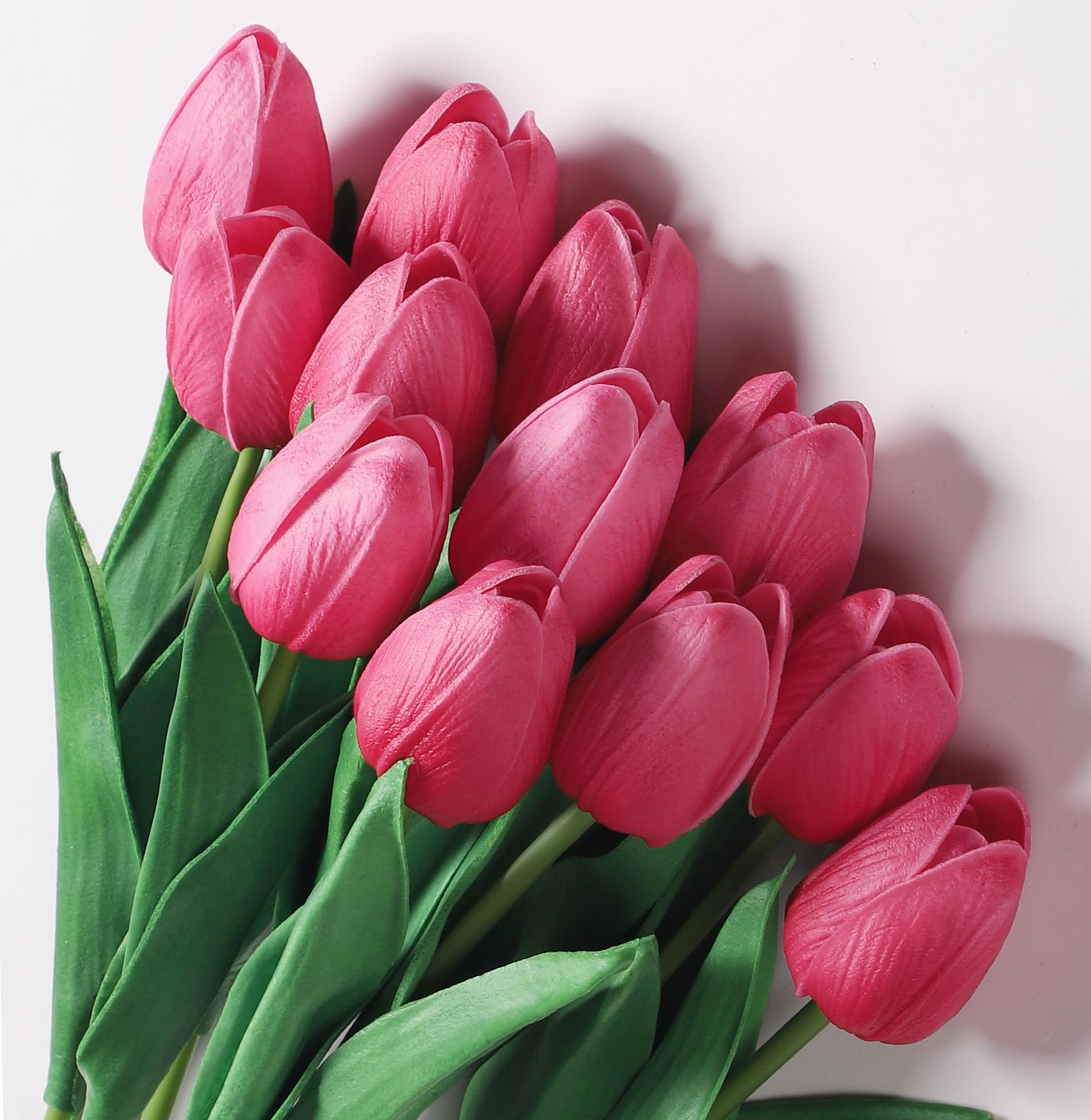 Anaoo Girls Rose Red 12Ocs Artificial Tulips Flowers Like Real Latex Decoration For Bridal Bouquets Home Party Office Diy Flower Arrangements