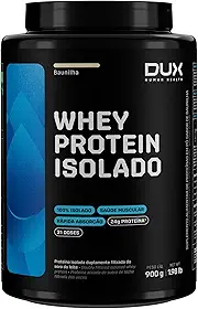 DUX HUMAN HEALTH Whey Protein Isolado All Natural 900g Baunilha – 24g de Proteína Pura com Dupla Filtração e Baixo em Gorduras