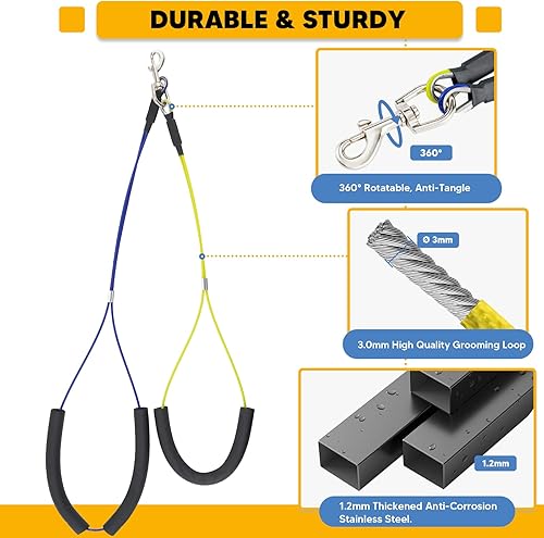 Miniatura 4 de Brazos ajustables para el aseo de perros con abrazadera de metal antideslizante potente, brazo portátil de aseo para mascotas para mesa con 1 lazo