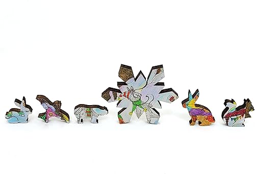 Miniatura 4 de Rompecabezas de madera para adultos, piezas de forma única, fabricado en los Estados Unidos por FoxSmartBox - 245 piezas - Bosque de Hadas. Invierno