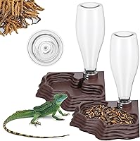 2-Pack Automatic Reptile Water Dispenser 13.5oz - Bearded Dragon Gecko Lizard Turtle Feeder for Terrariums (Brown)