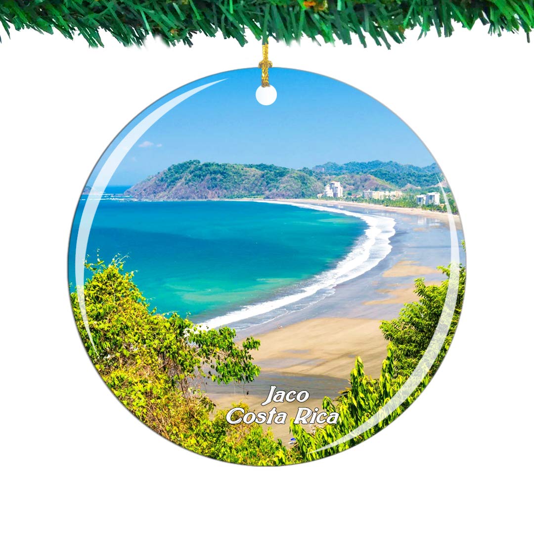 Ornamento Di Natale Weekino - Costa Rica Jaco Beach, Souvenir Di Viaggio In Ceramica, Doppia Faccia, 7,2 Cm, Regalo Personalizzabile - 3