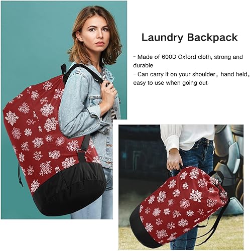 Vista 47 de Mochila de lavandería con correas ajustables para el hombro, bolsa de lavandería sucia para viajes, campamento, universidad, resistente, Rosa floral