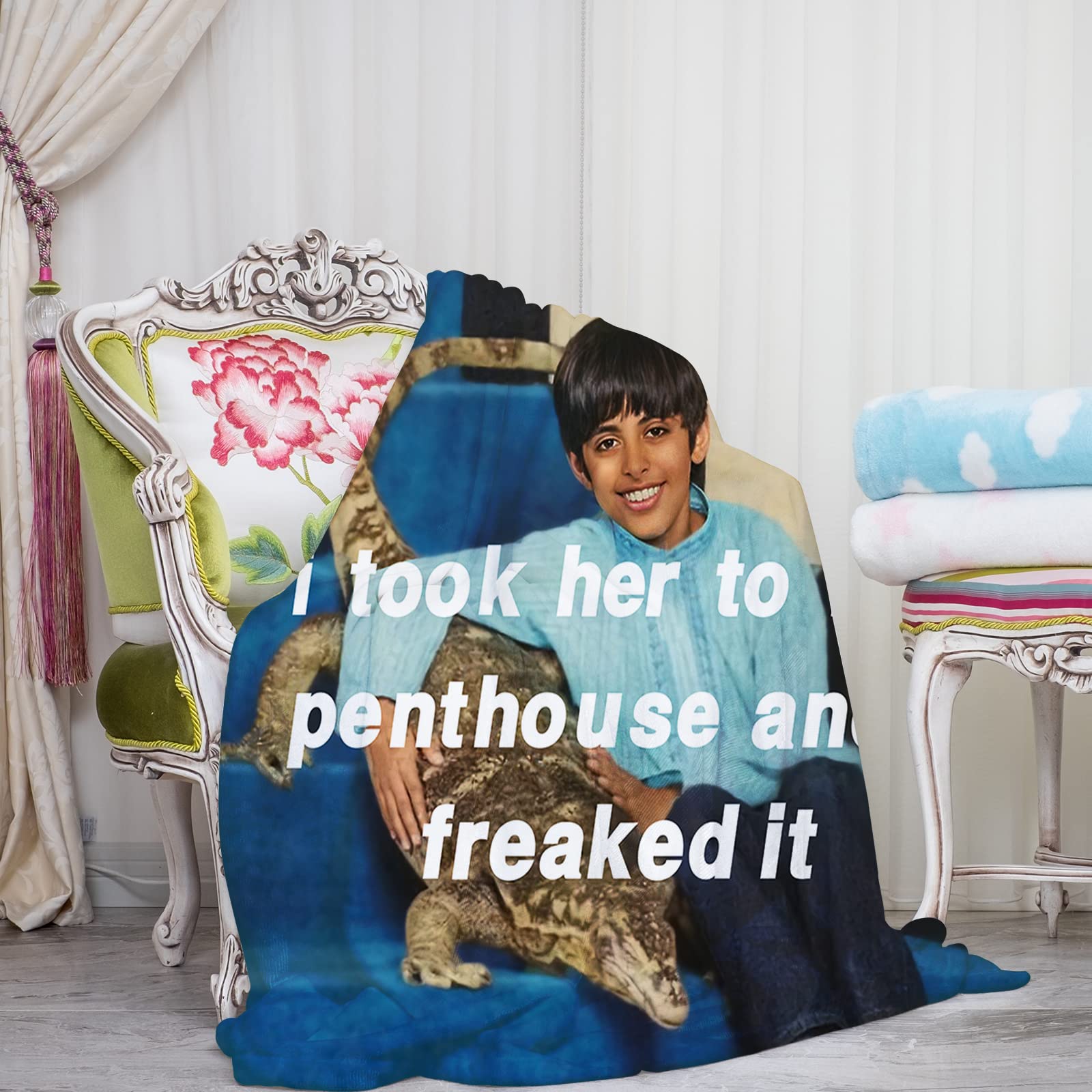 ETSKOM Ravi Throw Blanket Meme Print Flannel Sofa Bed Car Blankets for Adults Kids Warm Soft Lightweight 59 * 51in