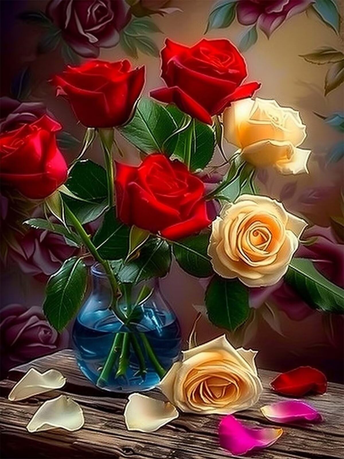 Amazon | ダイヤモンドアート 薔薇 5D ダイヤモンドアート キット