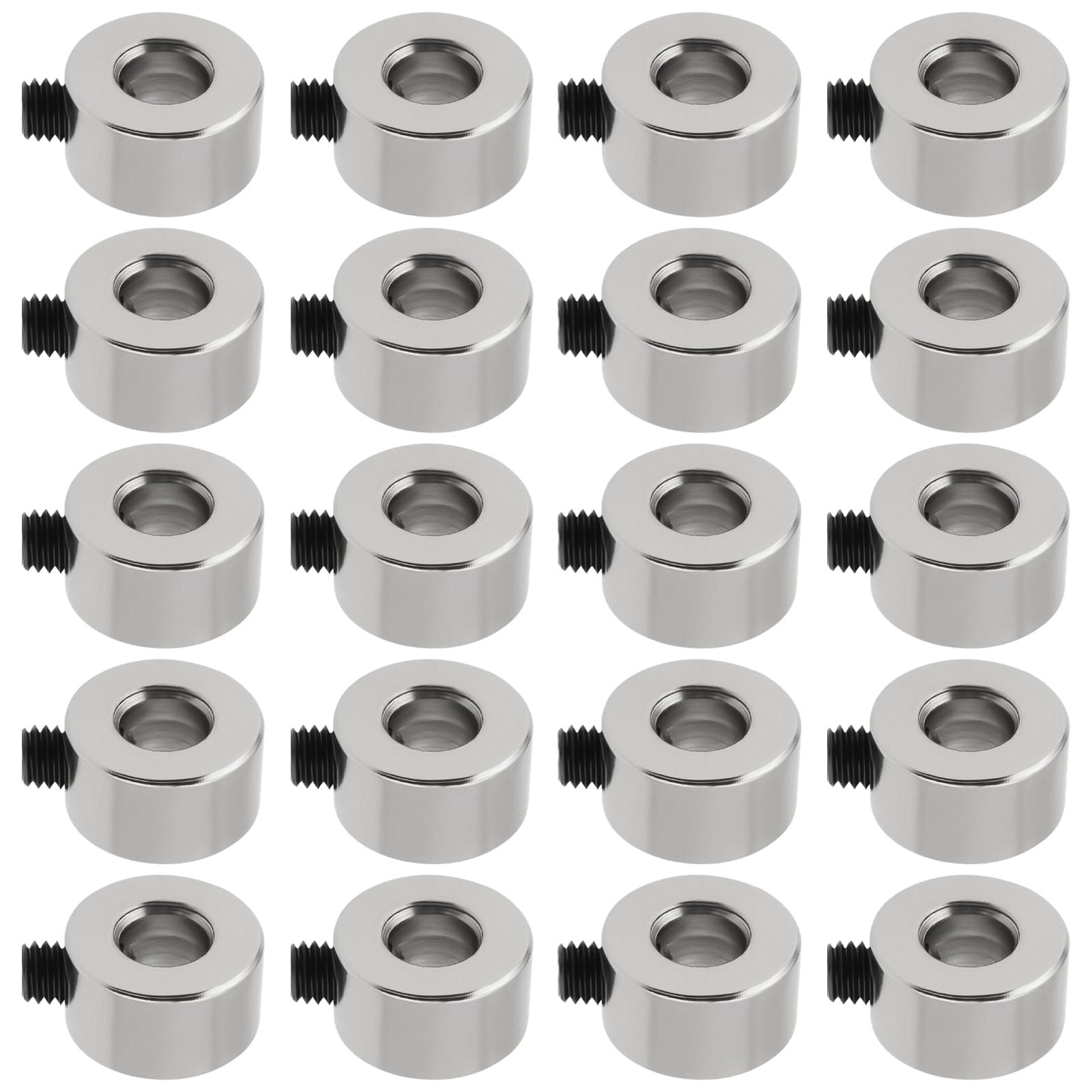 Be In Your Mind 20pcs 4mm Quick Release Locating Rings Metal Clamping Collars with Grub Screw for Automotive Robotics and Manufacturing Silver