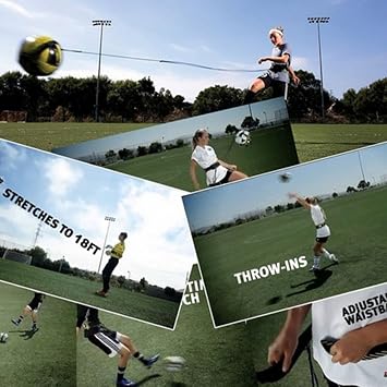 Football Kick Trainer Soccer Training Aids Hands Free Throw Sole Practice Equipment with Adjustable Belt Elastic Rope Fits Ball 3, 4,and 5