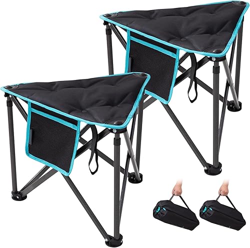 Miniatura 10 de FUNDANGO Taburete de Campamento Extragrande para Adultos, Otomán Plegable con Acolchado Grueso de 18.1 Pulgadas para Descansar los Pies, Silla