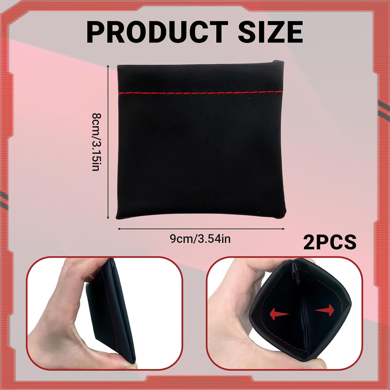 2Pcs Earphone Pouch PU Leather Headphone Storage Bag with Universal Spring Bag Closure, Portable Carrying Storage Case Soft Elastic Snap Spring Pouch for Earphones, Coins, Keys, USB Drives & Jewellery image 2