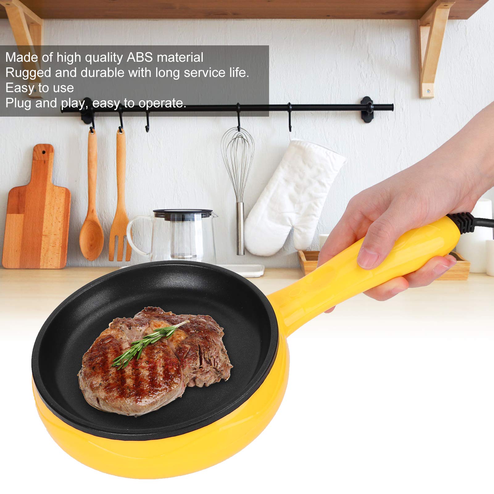 Mini padella elettrica 300W antiaderente bistecca fritta pancake padella per uova pentole con spatola in legno spina europea 220V
