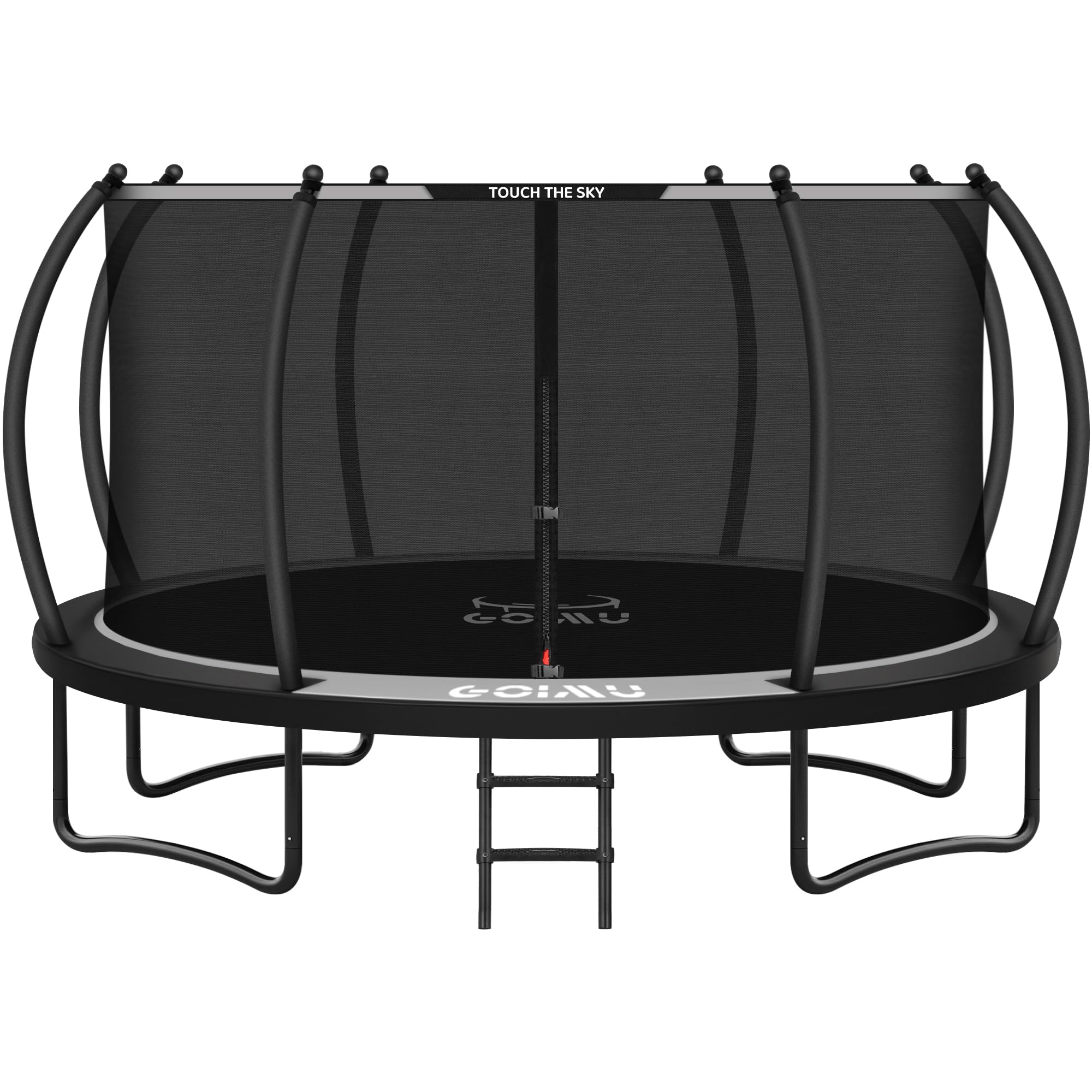 ALLVIATE 12FT 14FT Outdoor Recreational Trampoline with Enclosure Net  Bolt-Free Yard Trampoline with Wide Ladder & AntiRust Coating  2 in 1 Connector for Kids Adults  ASTM Approval  12FT  Black