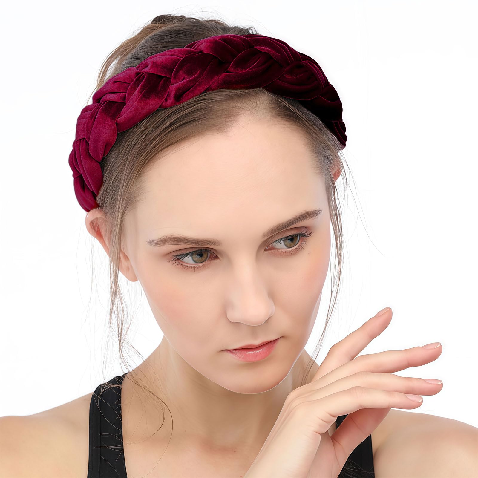 GWAWG Dirndl Hair Accessories Costume Velvet Hair Band Oktoberfest Accessories Oktoberfest Women's Costume Hair Band Headpiece for Women Girls (Mauve - Image 4