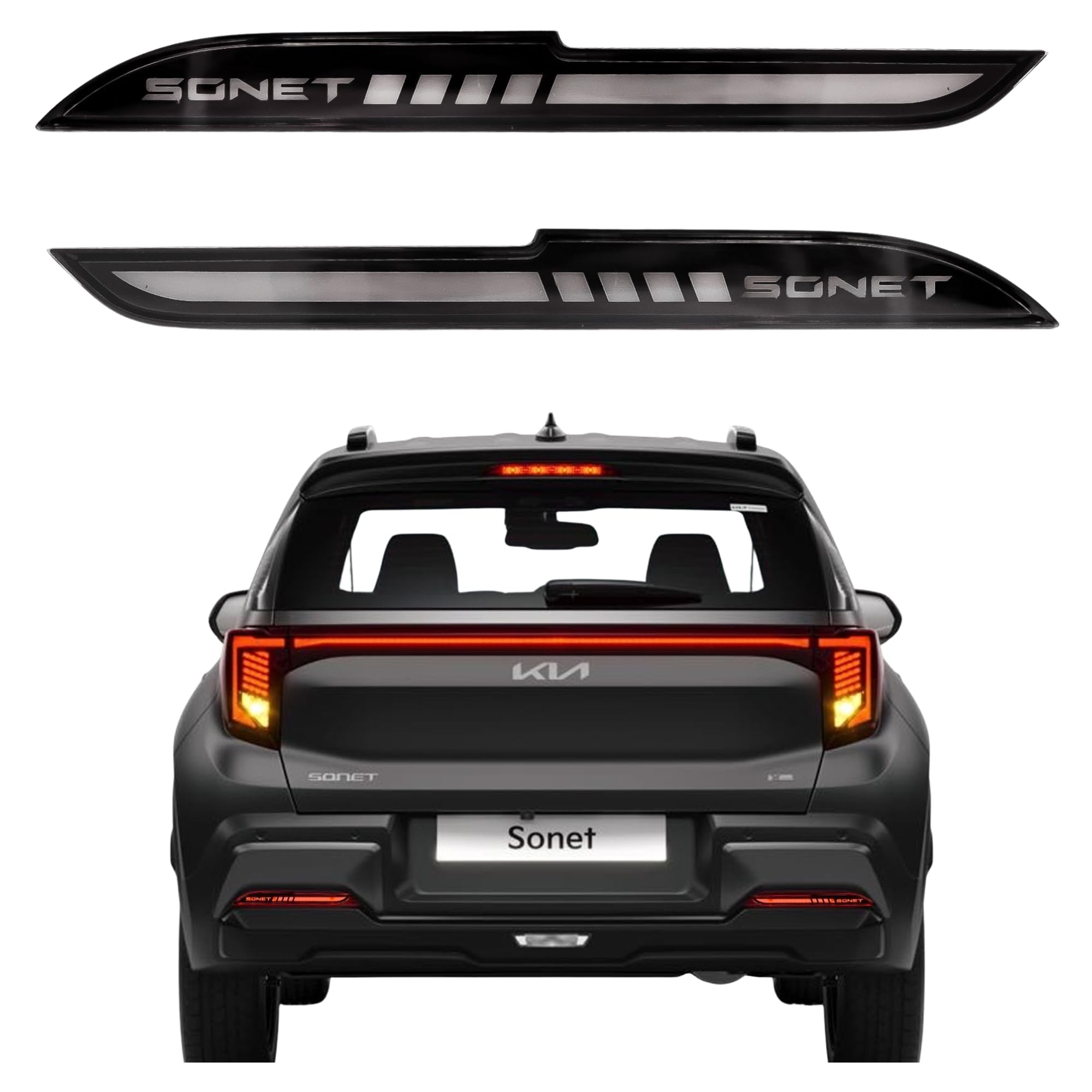 Matrix LED Rear Reflector Light with Flow Indicators for Kia Sonet (All Models) Car Reflector Light (Red, Black)-image-45