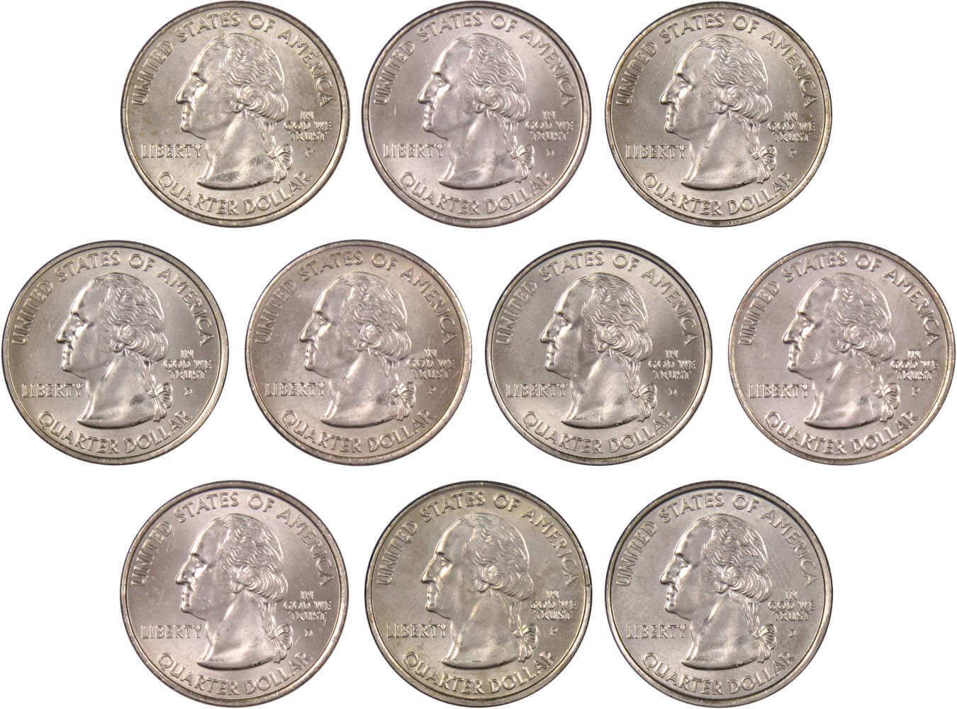 2007 P&D State Quarter 10 Coin Set BU Uncirculated Mint State 25c 