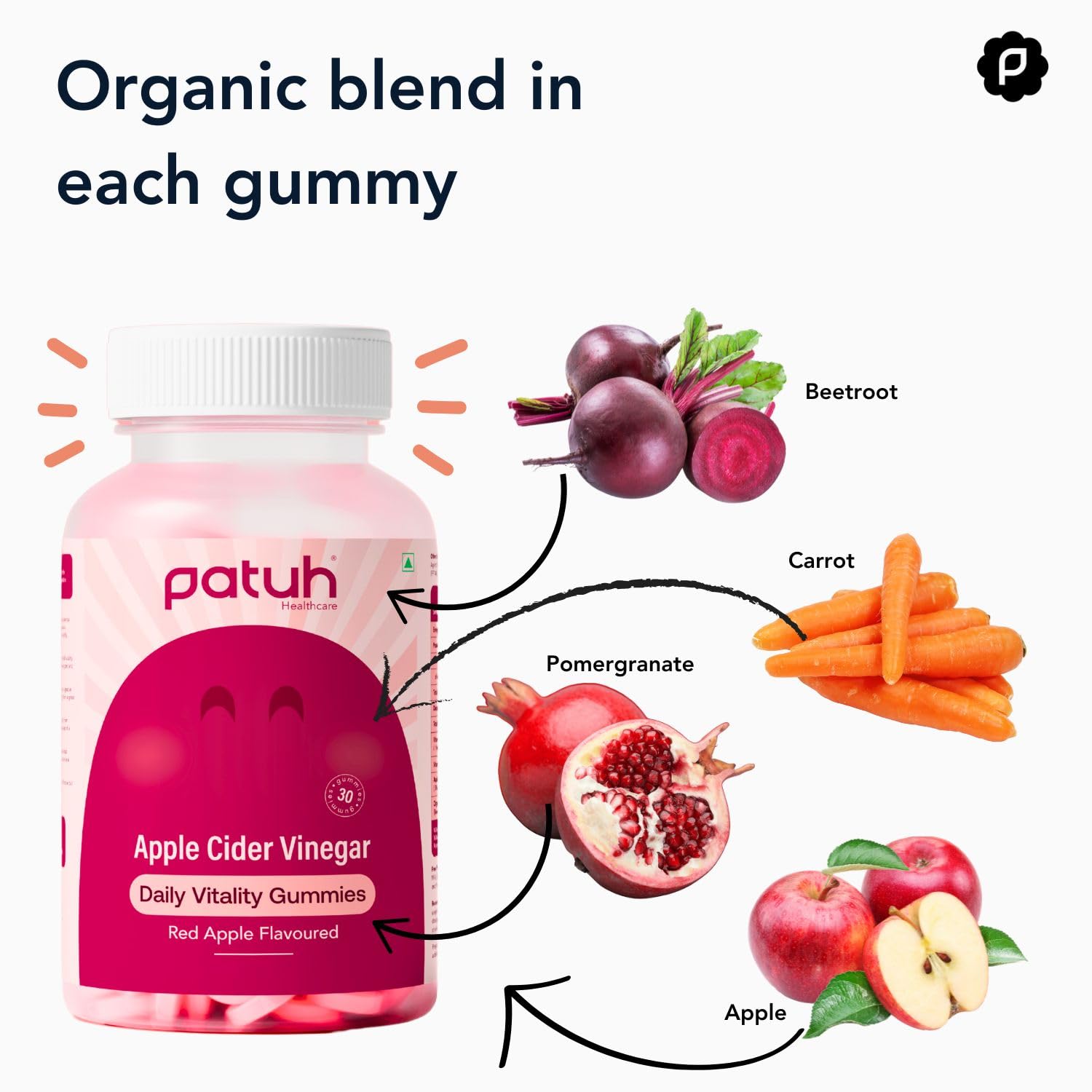 Patuh Healthcare Apple Cider Vinegar for Women and Men. 100% Vegetarian Sutra | Weight, detox and intestine maintain health. Chinese free ACV gums | Taste of red apple | 1 pack of 1 Patuh Healthcare Apple Cider Vinegar for Women and Men. 100% Vegetarian Sutra | Weight, detox and intestine maintain health. Chinese free ACV gums | Taste of red apple | 1 pack of 1