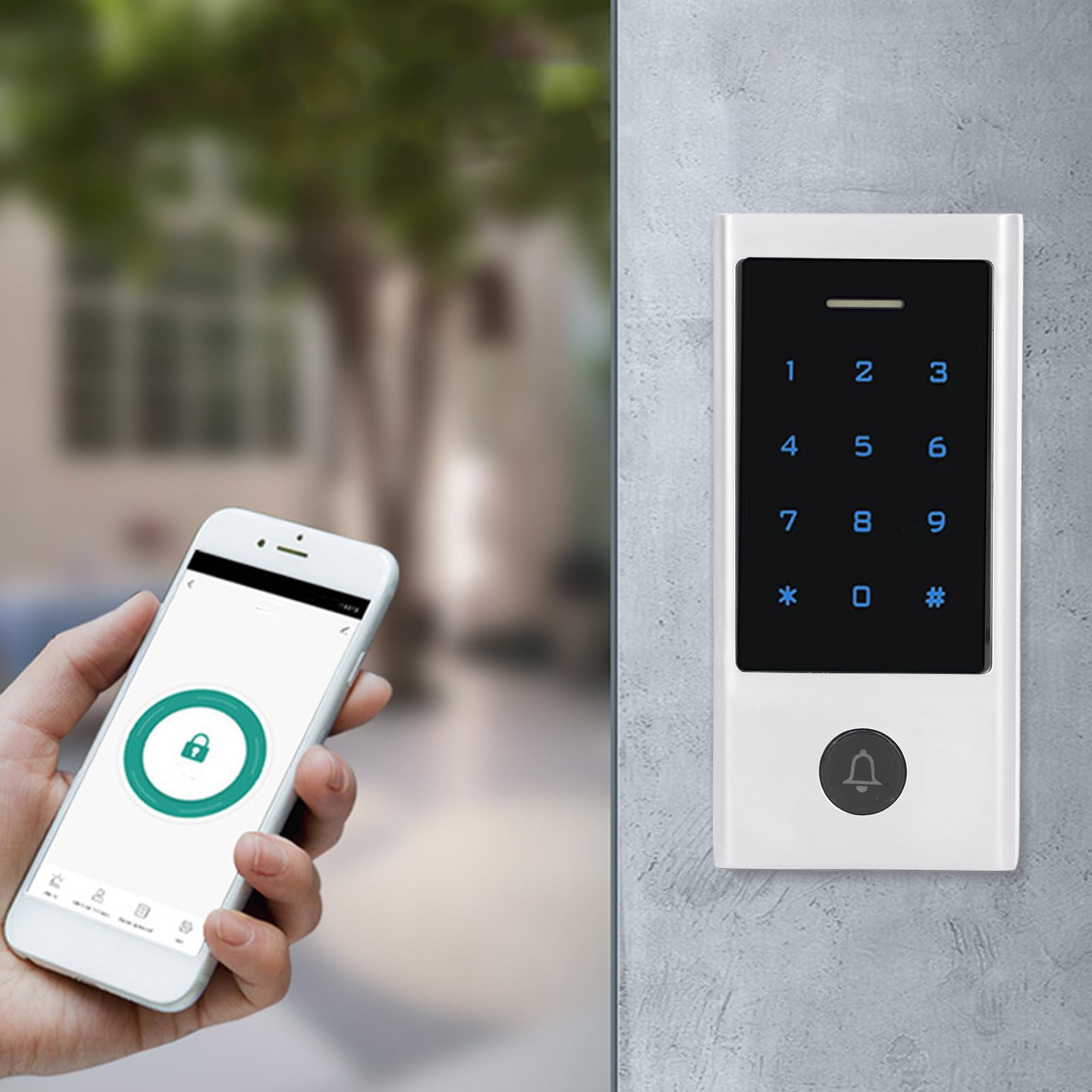 Modos de Acceso Versátiles, Teclado de Control de Acceso a Puertas Control de Aplicación Bluetooth Gran Capacidad de Usuario, Teclado de Puerta de Entrada para Varios Escenarios