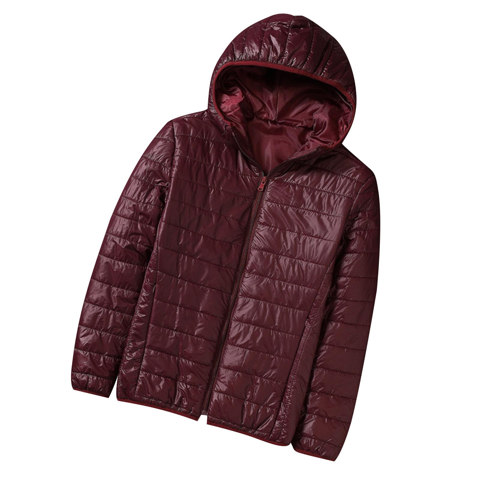 Mens Puffer Jacket with Hood Lightweight down Jackets Quilted Full Zip Winter Coats Jacket Travel Ski Hiking Coats