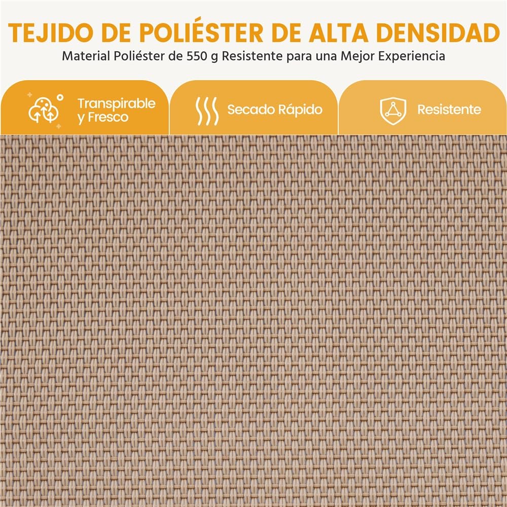 Yaheetech Tumbona Plegable para Exterior Tumbona Jardin Ligera y Portátil Silla Reclinable con Bandeja Lateral, Fácil de Mover para Exterior (1PCS Beige