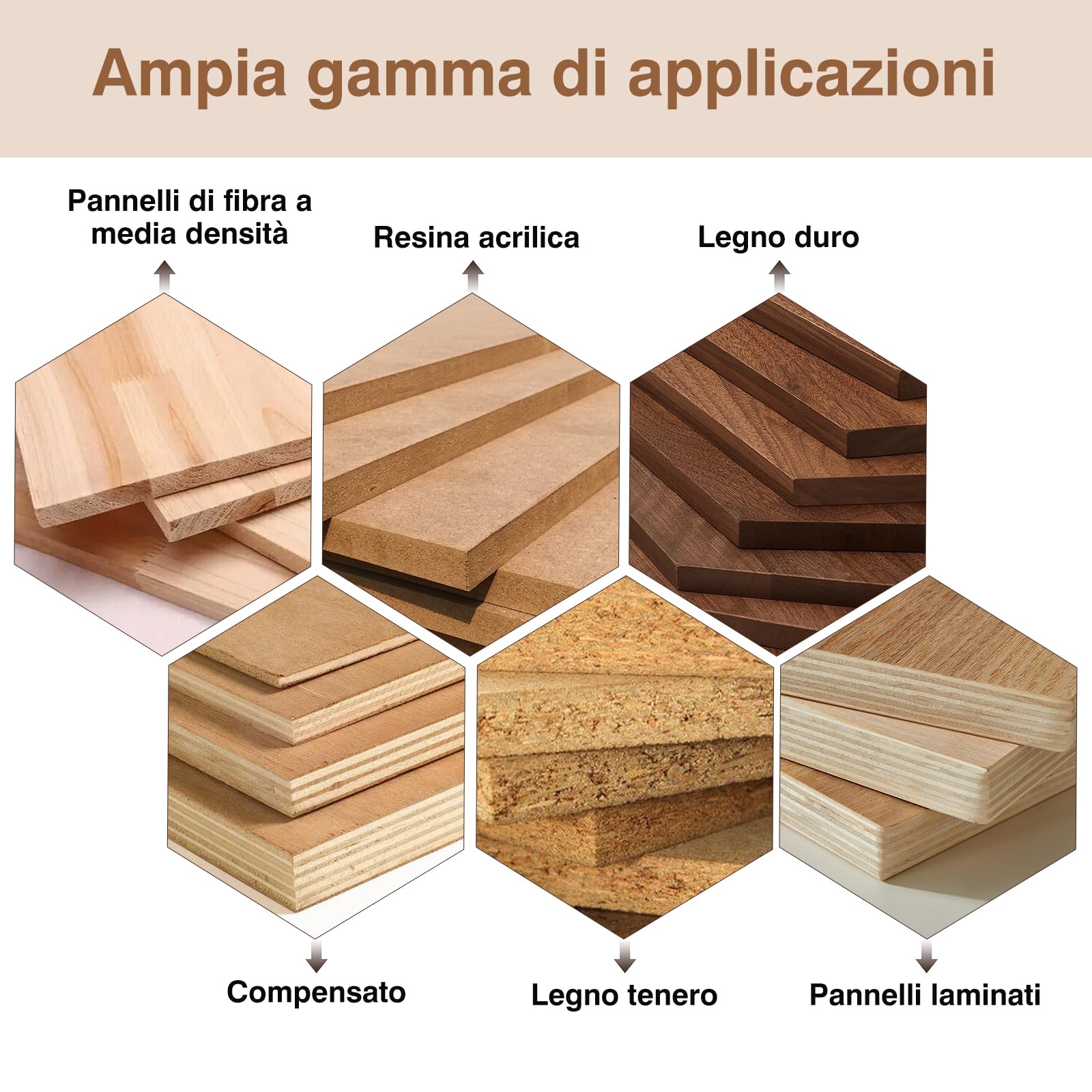 Set di 12 Frese in Carburo di Tungsteno per Fresatrice Verticale - Gambo da 6 mm | Cassetta in Legno per Punte da Fresa | Accessori Professionali per Lavorare Legno, MDF e Plastiche